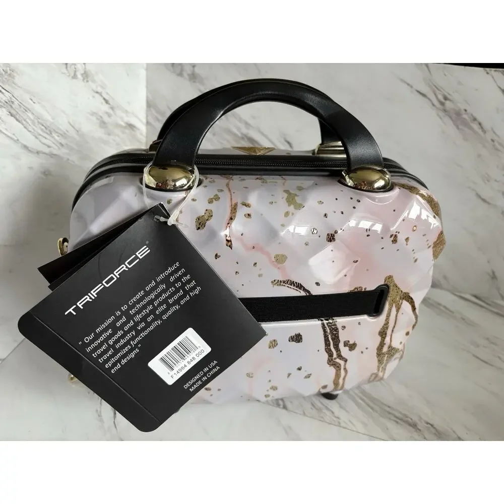 Triforce Hard Shell Beauty Case — Rosegold Marble, (9.4 x 12 x 6.3) Travel — NWT